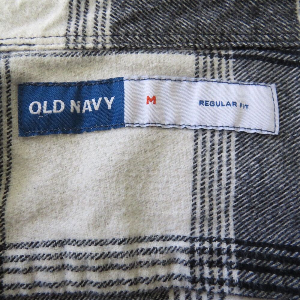 Old Navy Men's Black Buffalo Plaid 100% Cotton Flannel Shirt Medium - Picture 7 of 9